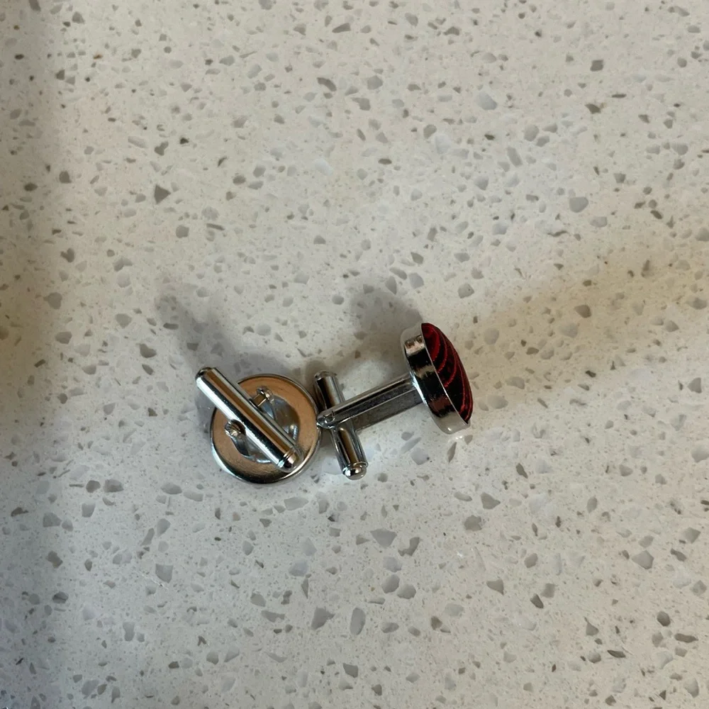 Red and Black Round Cufflinks